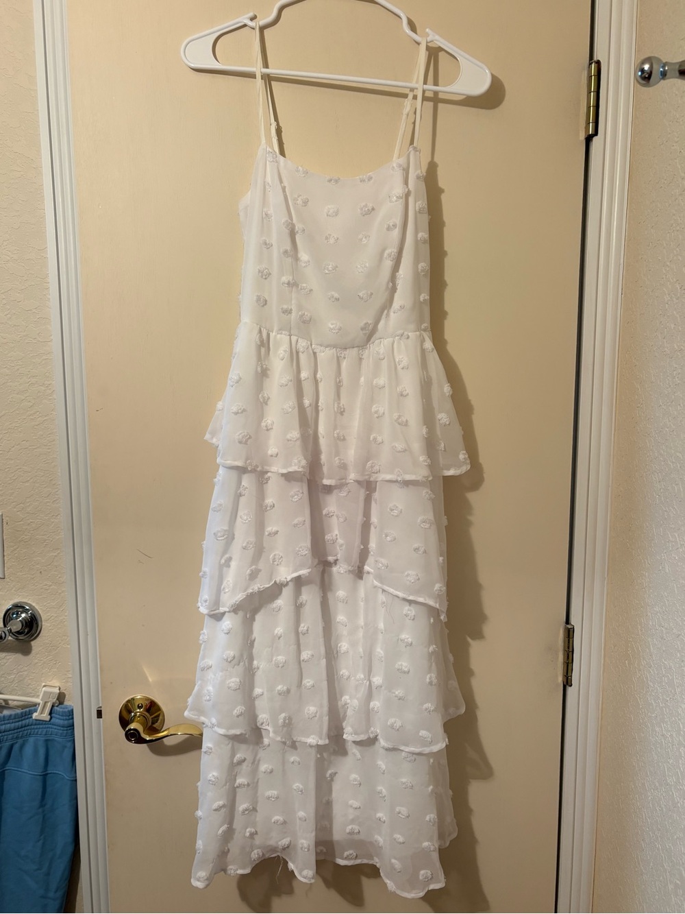 Francesca's White Tiered Spaghetti-Strap Maxi Dress
